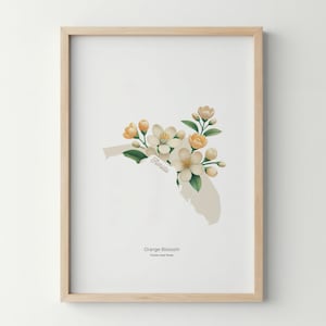 Florida State Flower Poster Art Print Orange Blossom Wall Art Flower Market Art Print Florida Home Decor Botanical Poster