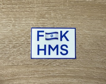 F HMS Waterproof Sticker | Jewish Pride, Funny (4.5 x 6.5 cm) | pro Israel decal