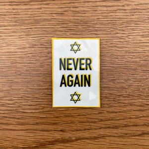 Never Again sticker | Waterproof | Handmade | Glossy | 6 x 4.2 cm | For laptop, notebook, water bottle | Jewish pride & history | Israel