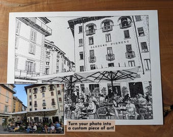 Dessin personnalisé à la plume et à l'encre