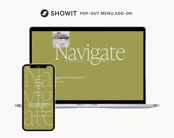 4 Pop-Out Menu Showit add-on Templates, Pop-Out Menu Add-On Canvas, Showit Template for Photographer, Pop-out Menu Add-On