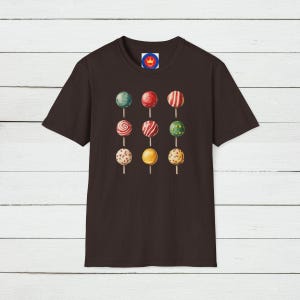 Camiseta retro con piruleta, camiseta unisex con estampado de piruleta, camiseta de estilo vintage, diseño nostálgico de caramelos, ropa veraniega genial, regalo para amantes de la comida