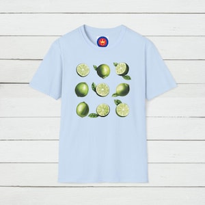 Lime Graphic T-Shirt, Unisex Fruit Lover Tee, Vintage Botanical Design, Fresh Lime Illustration, Vegan Apparel, Foodie Fashion