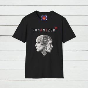 Human and AI Design T-Shirt, Unisex Futuristic Graphic Tee, Tech Enthusiast Shirt, Powered by AI, Future Tech Shirt, Artificial Intelligence