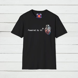 Powered by AI T-Shirt, Unisex Futuristic Graphic Tee, Tech Enthusiast Shirt, Human and AI Design, Future Tech Shirt, Artificial Intelligence
