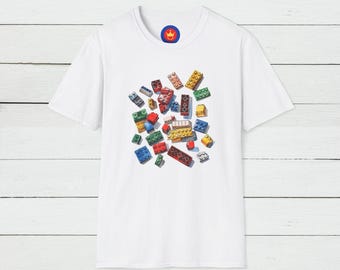 Retro Building Blocks T-Shirt, Master Builder Graphic TShirt, Creative Brick Design Tee, Gift for Lego Fans, Construction Unisex Shirt