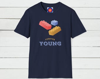 Building Blocks Graphic T-Shirt, Kreatives Ziegelstein-Design, Lego-Fans