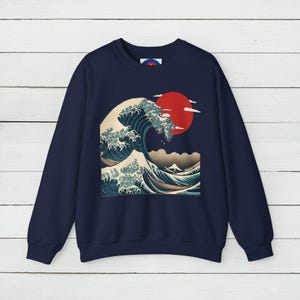 Great Wave off Kanagawa Unisex Sweatshirt, Japanese Art Graphic Tee, Hokusai Inspired Sweater, Art Lover Gift, Aesthetic Classic Design