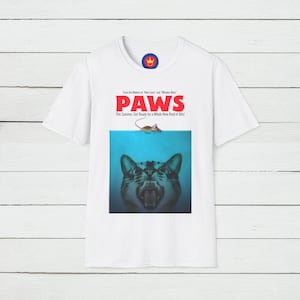 Paws Kitten Jaws Cute Cat Fun T Shirt, Jaws Movie Funny Tee, Cat Lovers Gift, Kitten Shirt, Cat T-Shirt, Gift For Him Her, Unisex T-Shirt