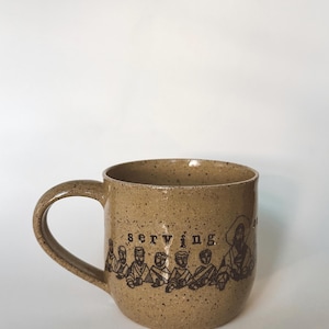 Tazza da portata con icona dell'Ultima Cena - Tazza da caffè in ceramica queer fatta a mano / Regalo LGBTQ+, Tazza Pride, Gres per fede queer