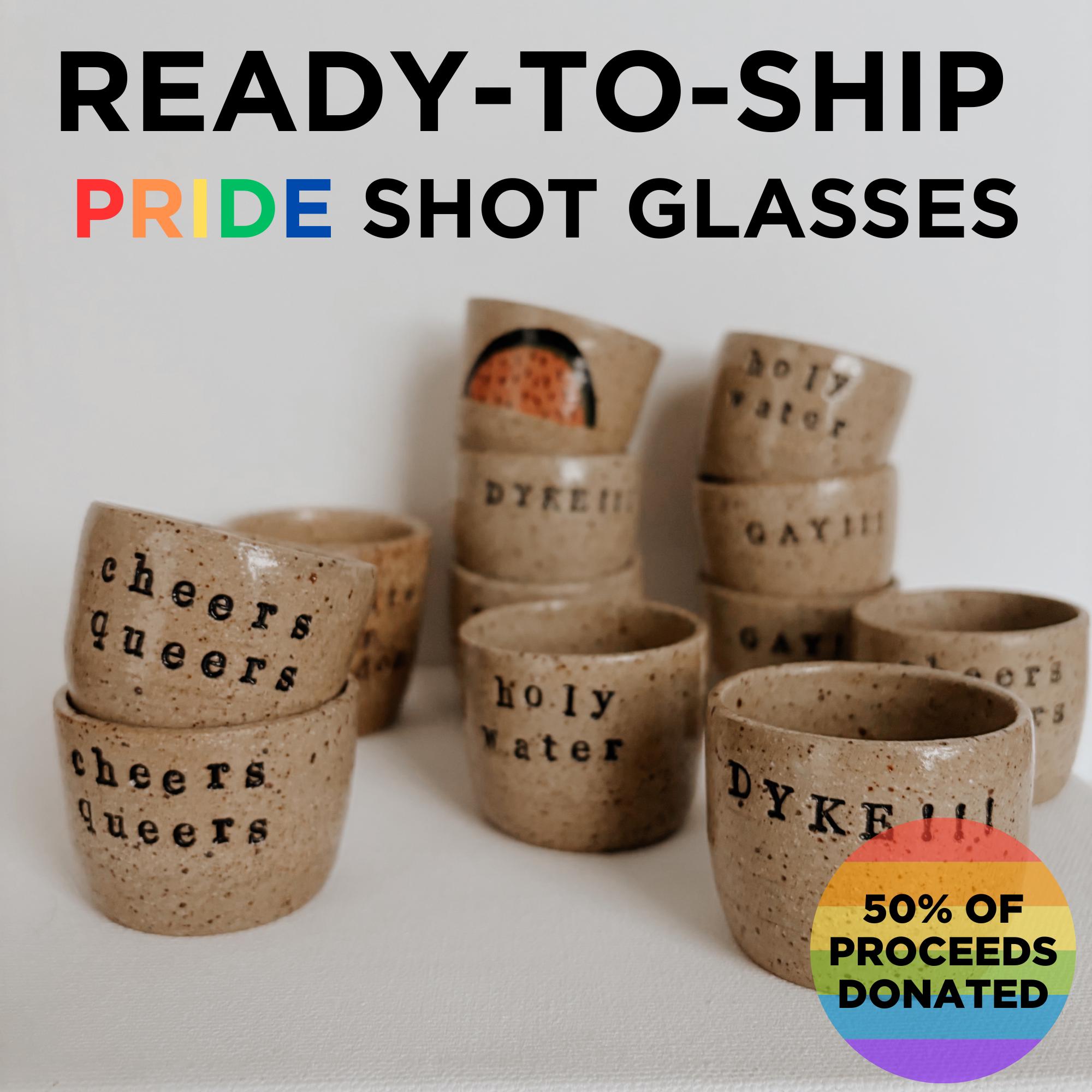 Ready to Ship for PRIDE | Handmade Pride Ceramic Shot Glasses | LGBTQ+ Pride Gifts | Minimalist Queer Pottery, Espresso Cups, and More