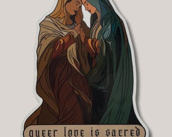 Queer Love is Sacred | Hand Drawn Vinyl Die Cut Pride Stickers | LGBTQ+ Stickers | Lesbian Sticker | Sapphic Sticker