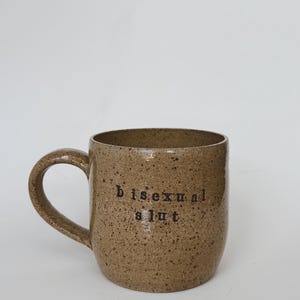 Bisexual Slut Mug – Handmade Queer Pottery Coffee Cup | LGBTQ+ Gift, Pride Mug, Bisexual Pride Mug, Holiday Gift Idea