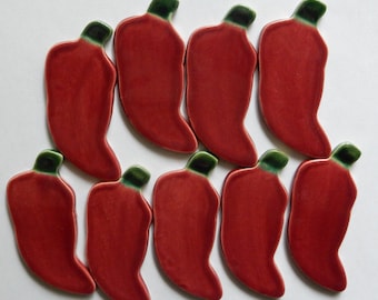 9 red hot chili peppers...handmade ceramic mosaic tiles