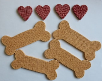 4 extra large textured ceramic dog bones and 4 textured red hearts...handmade earthenware mosaic tiles