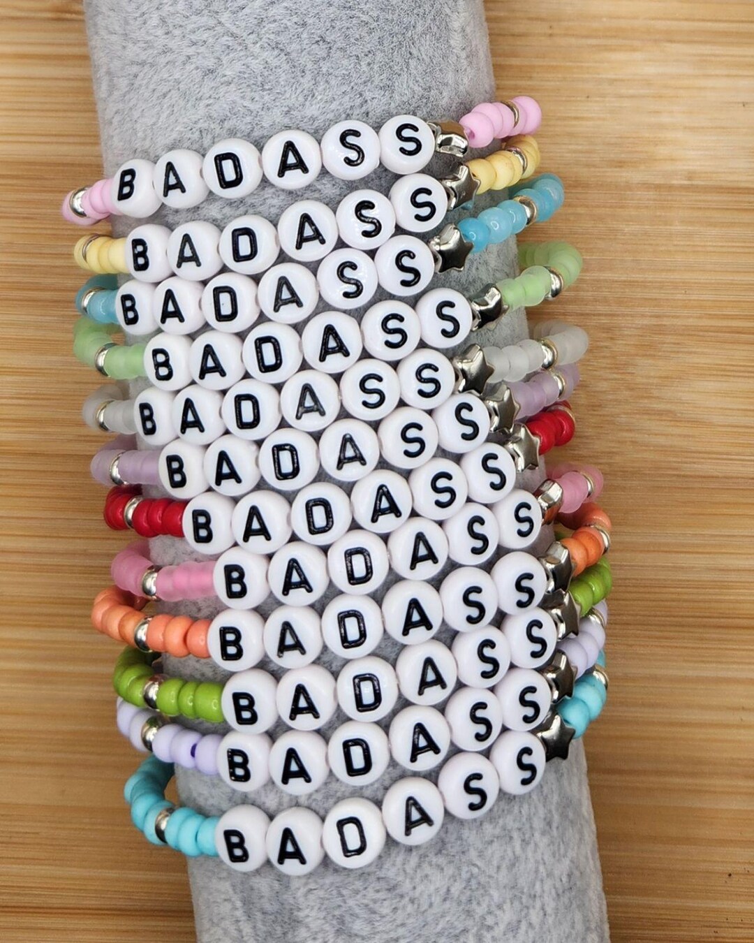 Badass Beaded Stretch Bracelet: Handmade Glass & Plastic Bead Bracelet ...