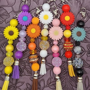 Flower Purse Charm, Flower Key Chain, Backpack Charm, Tassel Purse Charm, Tassel Key Chain, Tassel Backpack Charm - Great Gift For All!