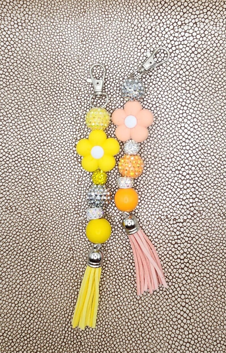 Beaded Flower Bag Charm