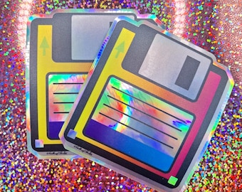 Holographic markable floppy disk sticker