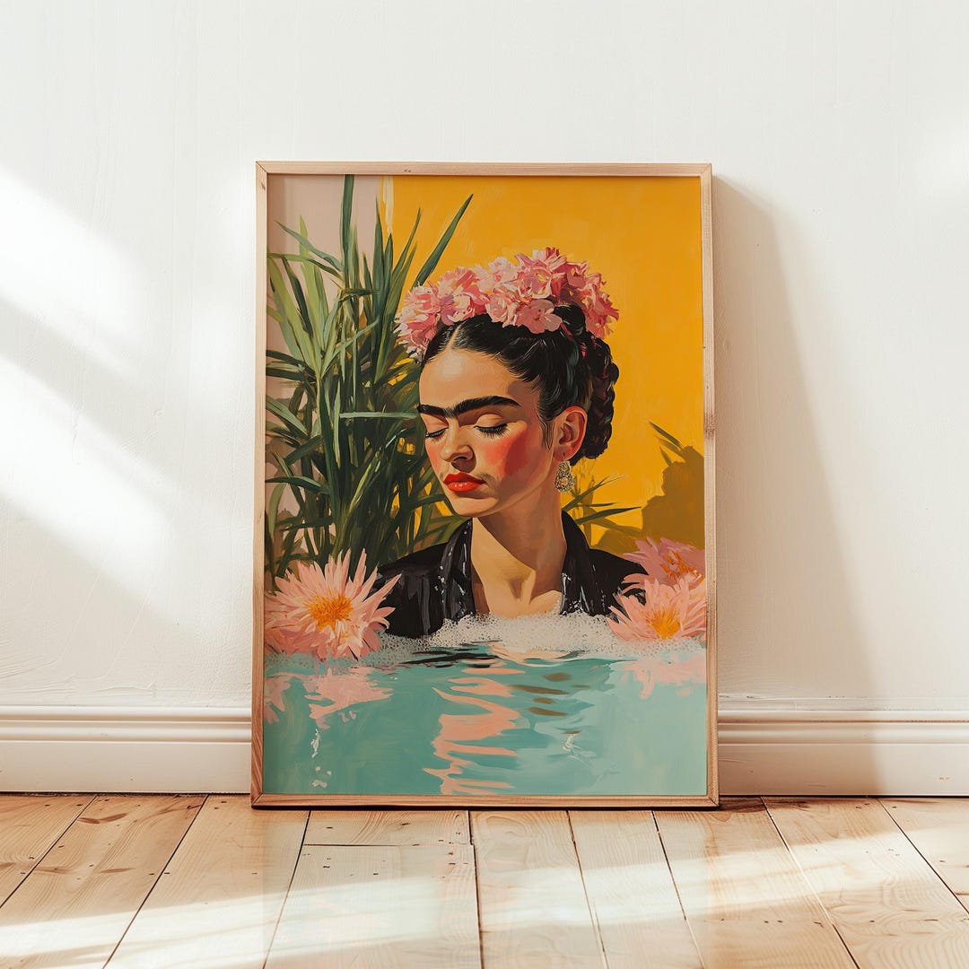 Frida Kahlo Bathtub Art Print | Pastel Goth Portrait - Etsy