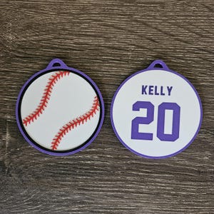 Custom Baseball Bag Tag – Personalized Name & Number – Double Sided