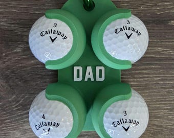 Personalized Clip-On Golf Ball Holder – 4 Ball Capacity, Durable Plastic Accessory with Carabiner