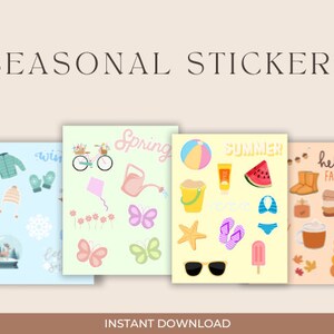 Seasonal Digital Stickers Bundle, Festive Stickers for All Seasons, Digital Planner Stickers, Goodnotes Stickers, Planner Stickers
