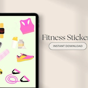 Fitness Digital Stickers Bundle, Motivational Planning Stickers, Stickers for Tracking Goals, Digital Planner Stickers, Goodnotes Stickers