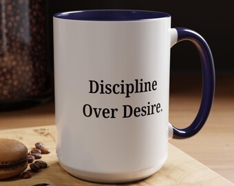 Taza "Disciplina por encima del deseo" / Taza motivacional / Regalo inspirador / Cita de productividad / Superación personal / Mentalidad de crecimiento / Hábitos