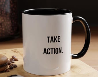 Taza "Actúa" / Taza motivacional / Taza de café / Taza de productividad / Regalo inspirador / Taza minimalista / Inspiración diaria / Regalo de taza