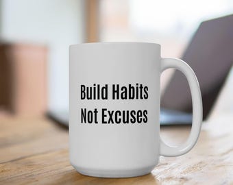 Taza «Crea hábitos, no excusas» / Taza de café motivacional / Regalo inspirador / Taza de productividad / Frase de superación personal / Regalo de taza de café