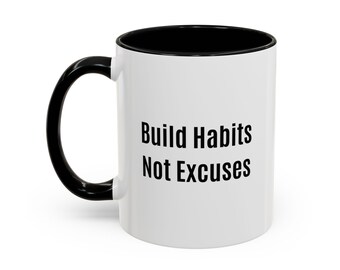 Taza «Crea hábitos, no excusas» / Taza de café motivacional / Regalo inspirador / Taza de productividad / Frase de superación personal / Regalo de taza de café