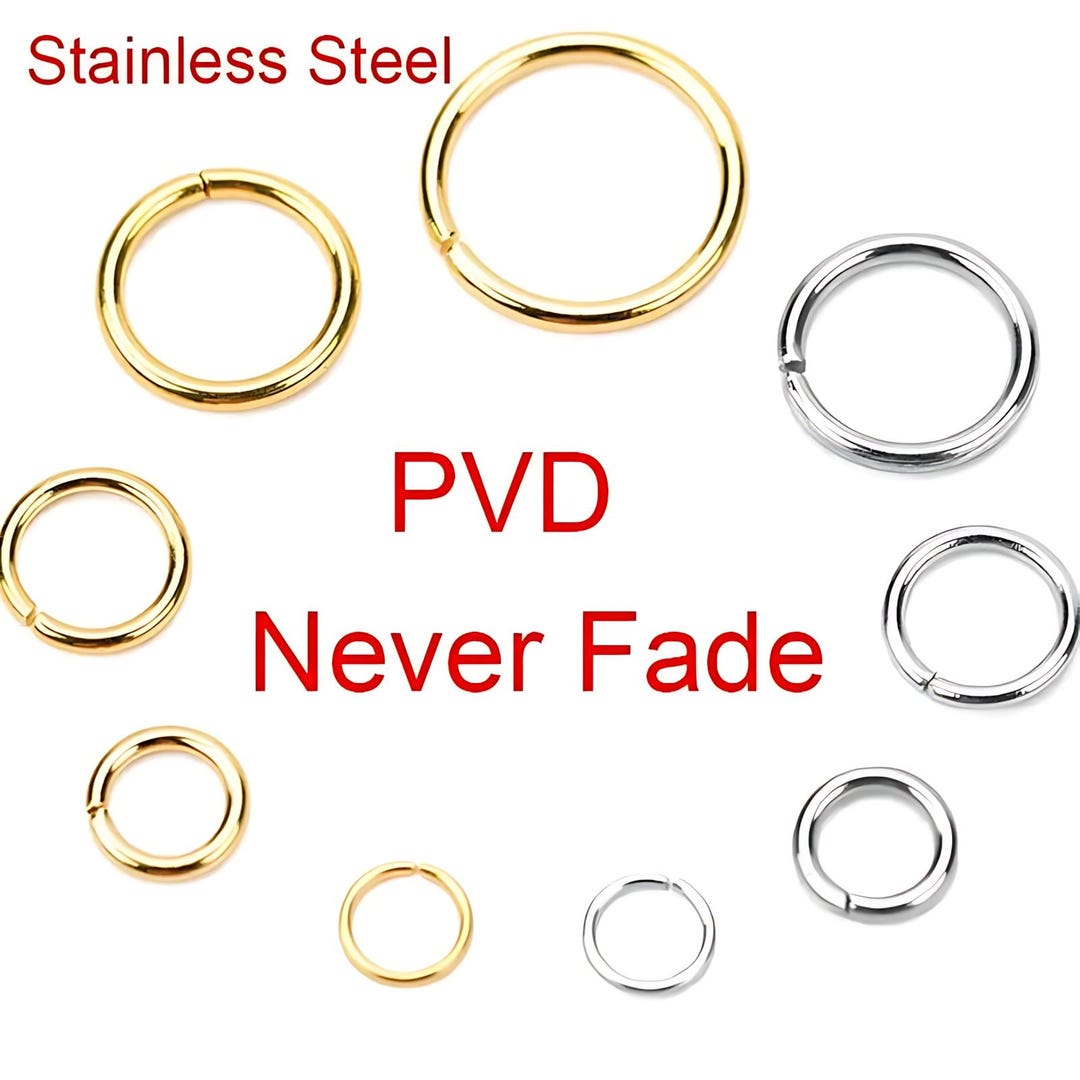 100pcs PVD Never Fade Stainless Steel Open Jump Rings 4 5 6 8 10 Mm ...