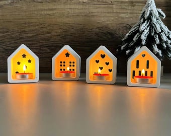 Formy silikonowe do mini domków, 3D trójwymiarowa lampa, silikonowa forma do domku, świeca typu tealight w kształcie gwiazdy, mały domek, forma do kleju gipsowego