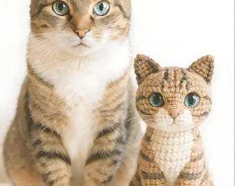 Spersonalizowana pluszowa maskotka dla zwierząt – ręcznie robiona maskotka w kształcie psa lub kota, imitacja amigurumi, prezent lub pamiątka dla zwierzaka