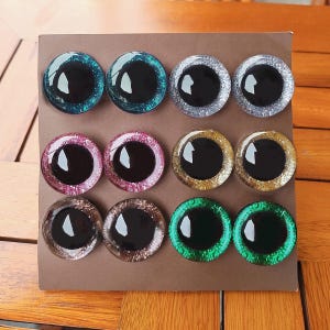 12-16-18-20-25-30-35-40mm Sparkling 3D Safety Eyes - Doll Making Crocheting and Amigurumi (2pairs /1 pair)