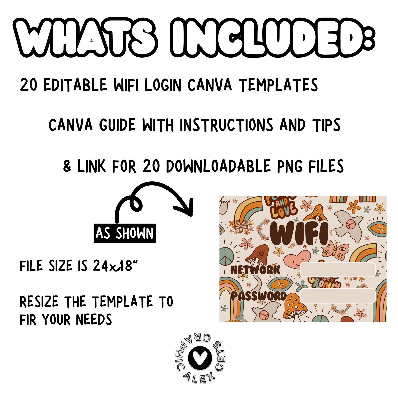 Wifi Canva Template | Wifi Sign | Editable Wifi Poster | Printable Wifi Sign | Cute Wifi ...