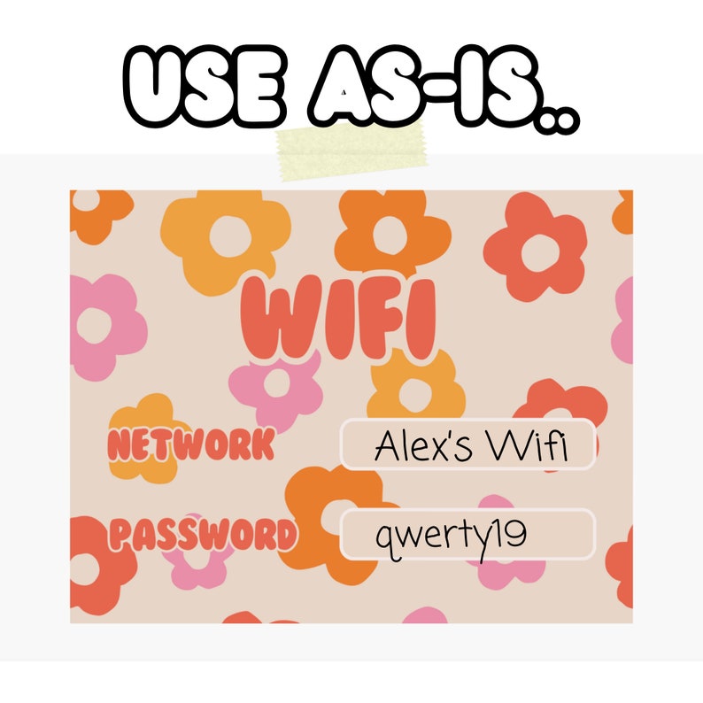 Wifi Canva Template | Wifi Sign | Editable Wifi Poster | Printable Wifi Sign | Cute Wifi ...