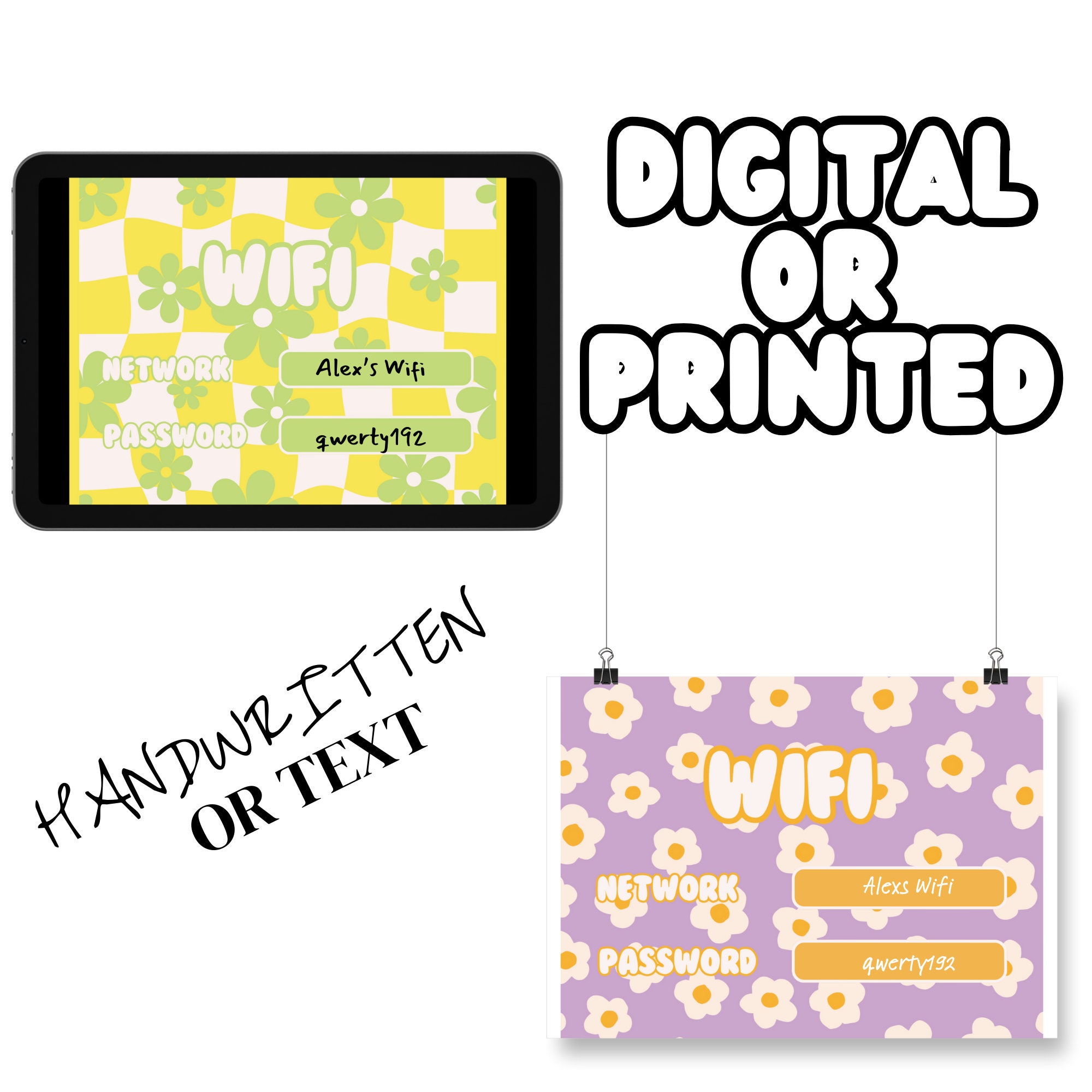 Wifi Canva Template | Wifi Sign | Editable Wifi Poster | Printable Wifi Sign | Cute Wifi ...
