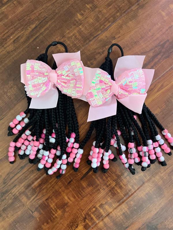 Kids Ponytail With Beads - Clip on Hair Ponytail - Kids Ponytail Hair Extension - Braided Ponytail Kids - Ponytail Hair for Wedding