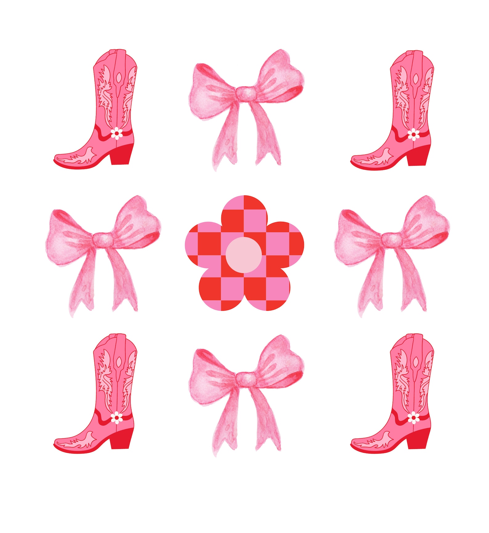 Retro Pink Cowgirl Boots and Bows Digital Design PNG - Etsy