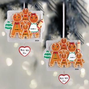 Peperkoekversieringen, familie van 5 en 4, peperkoekornament, familieornament, cadeau voor kerst 2024, woondecoratie, kerstcadeaus