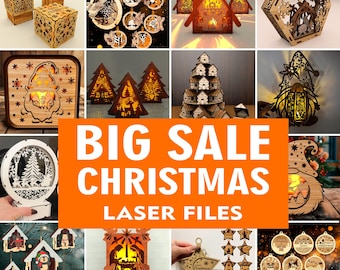 BIG SALE Christmas Laser Cut Files Svg for New Year Decorations, Dxf Files for Lightburn, Glowforge Laser Cutting Template | #217