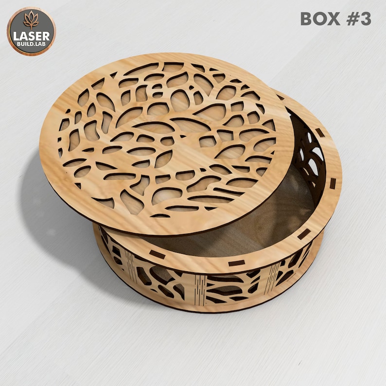 Round Box Laser Cut File and Box Vector File, Laser Cut Box Rounded and Gift Box Laser File, Boxes Glowforge Template or Cnc Files