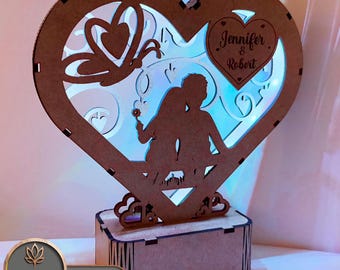 Love Heart Laser Cut Files Lamp, Valentine's Laser File Lantern, Glowforge Valentines Svg File, Candle Holder Lasercut Lighting | #170