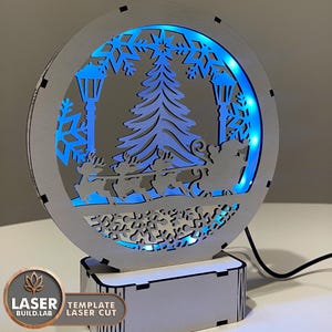 Archivos de corte láser para lámparas navideñas, caja de luz navideña cortada con láser, archivos Glowforge para Año Nuevo, archivos láser DXF para linternas navideñas / n.° 154