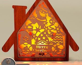 Christmas Lantern Laser Cut Files Svg Glowforge Candle Holder Wood Lampshade Christmas Lamp Svg Night Light | #206