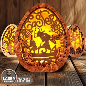 Fichiers découpés au laser de lampe, créations de Pâques, Pâques Glowforge Svg, bougeoir Svg, découpe laser Shadowbox, décorations de Pâques Svg découpé au laser | #179
