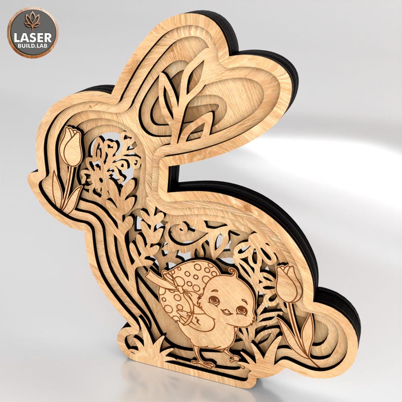 Rabbit Easter Laser Cut File Layered Svg File, Laser Svg Easter Bunny ...