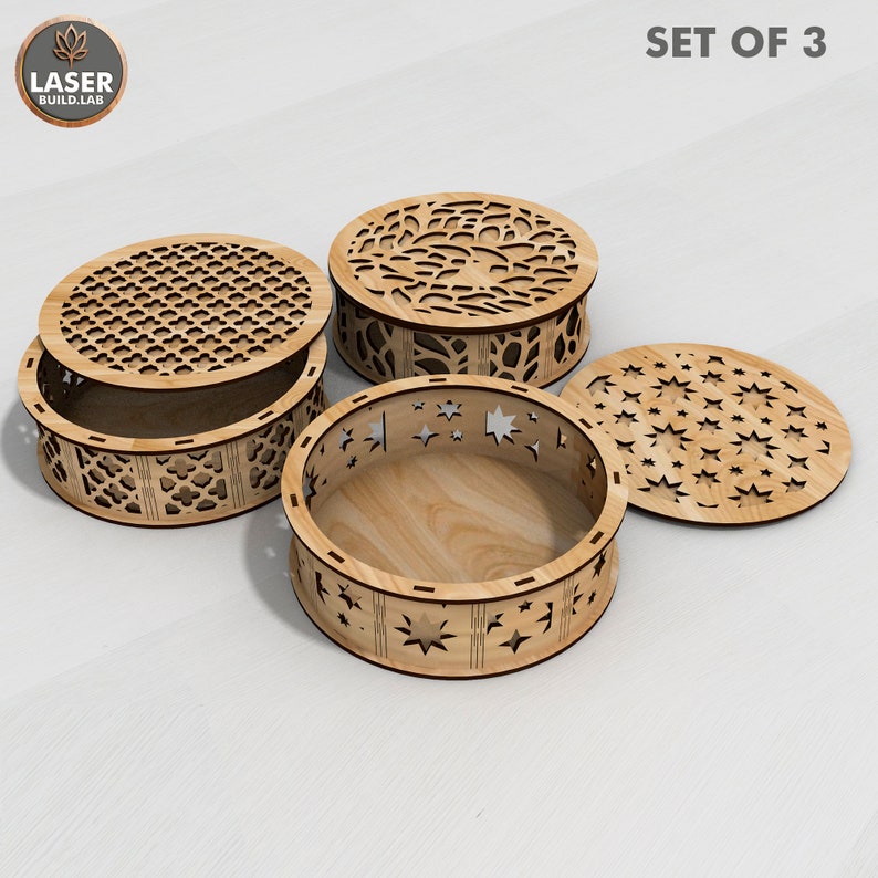 Round Box Laser Cut File and Box Vector File, Laser Cut Box Rounded and Gift Box Laser File, Boxes Glowforge Template or Cnc Files